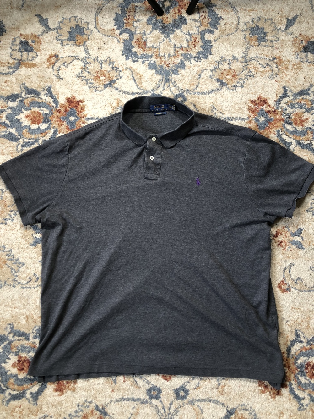 Polo Ralph Lauren Polo Shirt Mens 2XL Custom Slim Fit Purple Pony Golf Casual